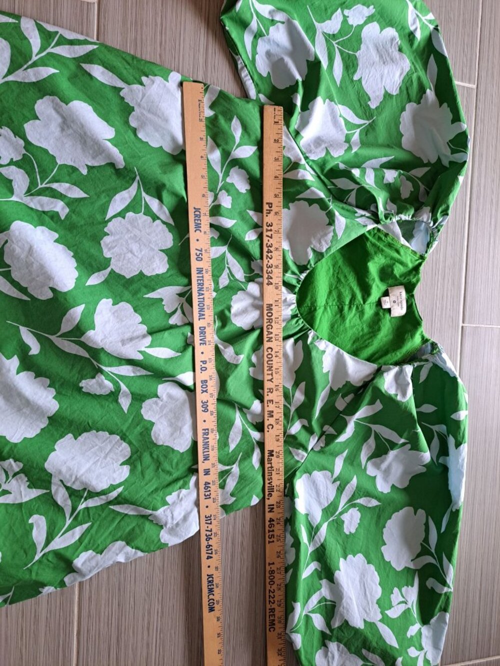 Kate Spade X Target Green Floral Poplin Puff Sleeve Mini Dress XL Vacation - Picture 10 of 12
